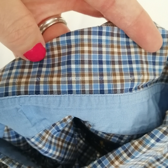 Ralph Lauren Men's Check Plaid Button Down Blue, White, and Brown Large - Picture 13 of 16